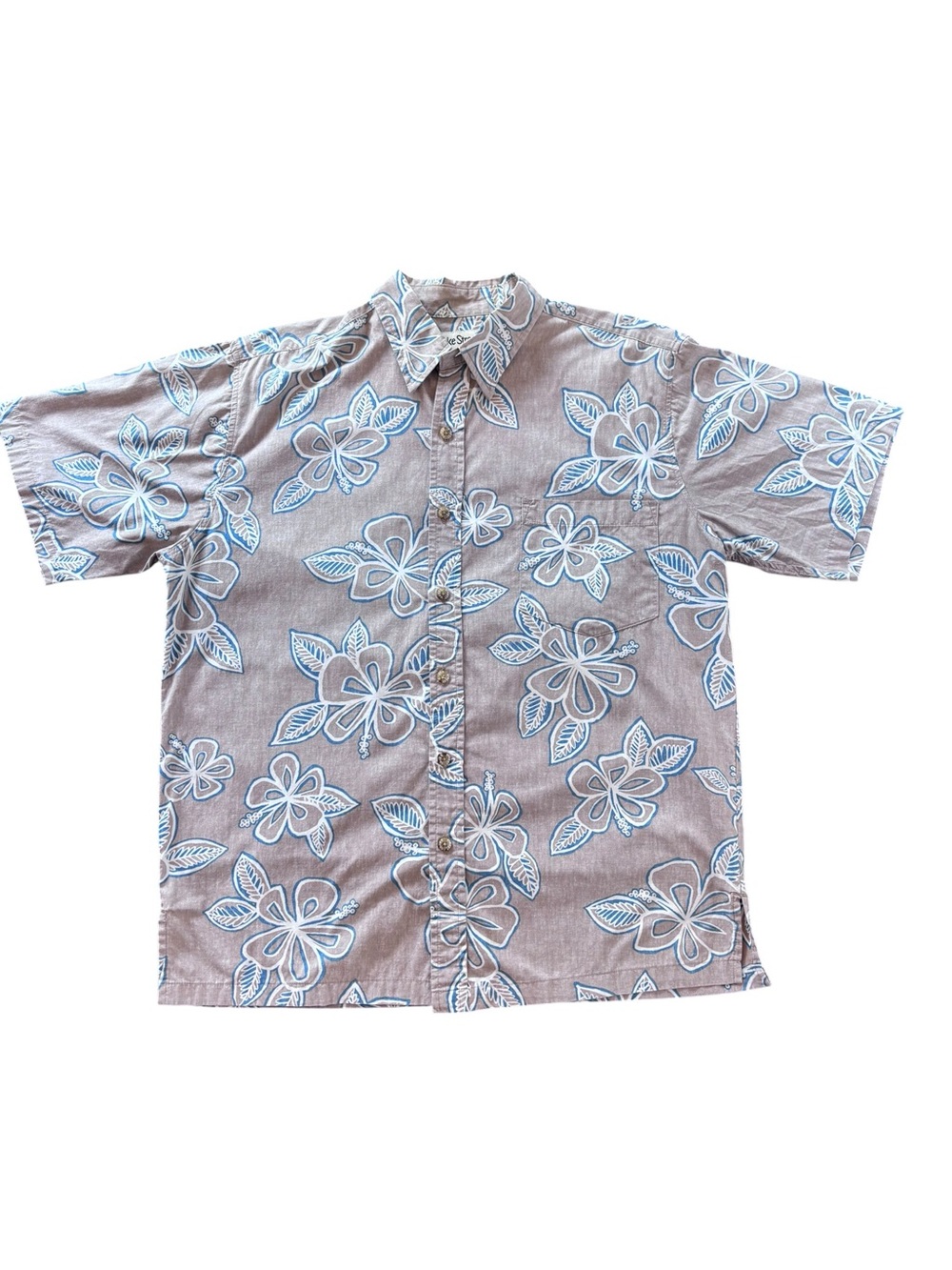 Men's Gray Floral Short-Sleeve Button-Down Shirt